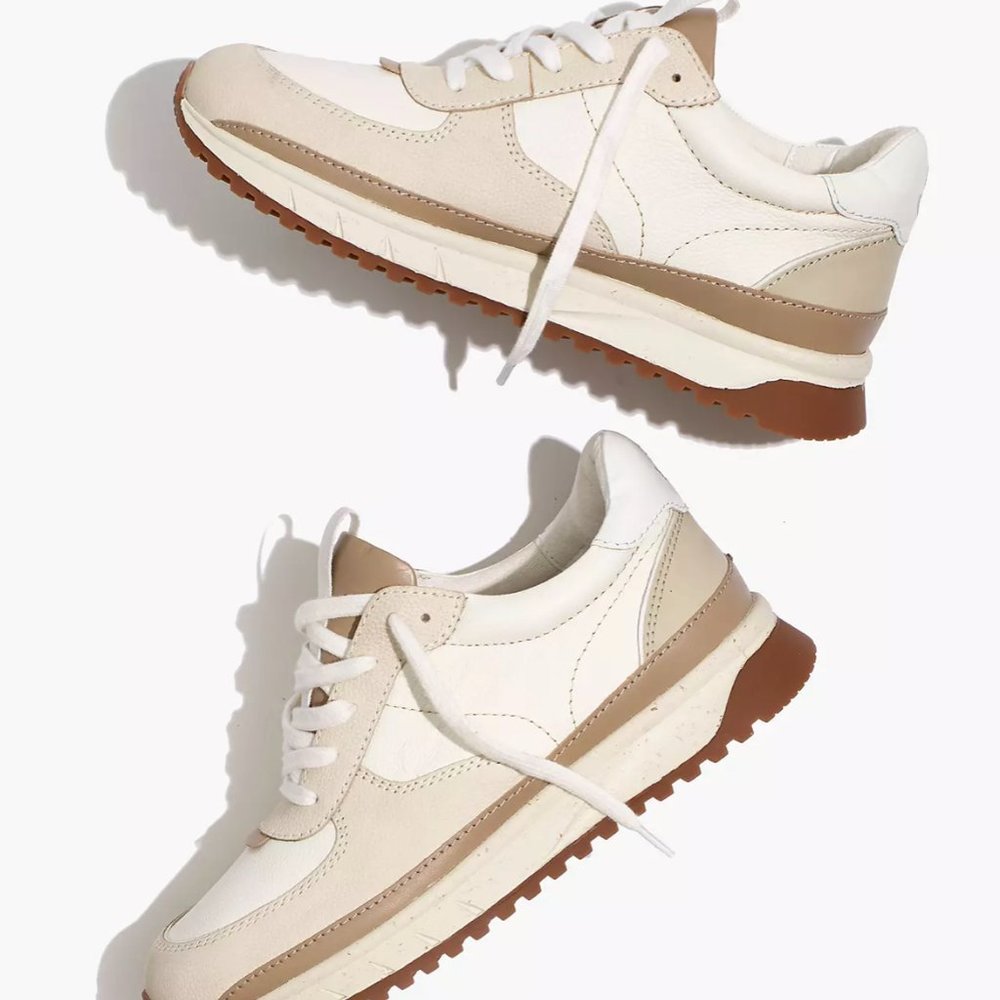 Kickoff Trainer Sneakers in Neutral Colorblock Leather
